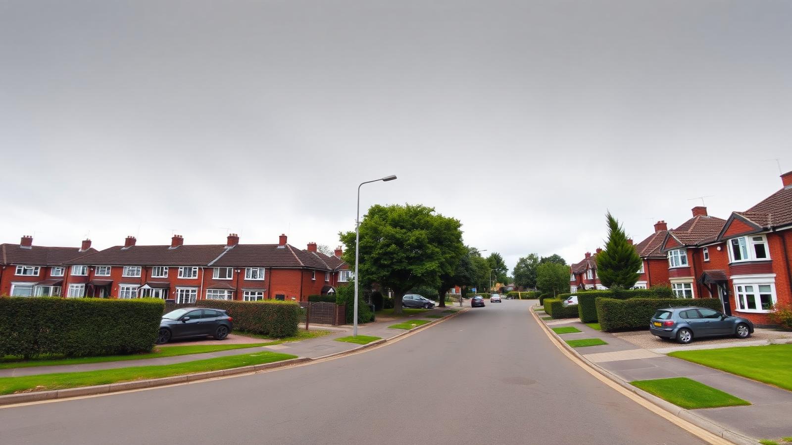 Residential Welling street with 1930s bay-fronted semi-detached houses, Kent