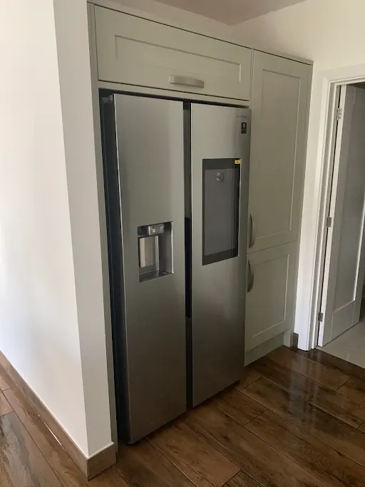 Sage green larder and fridge, Bexley