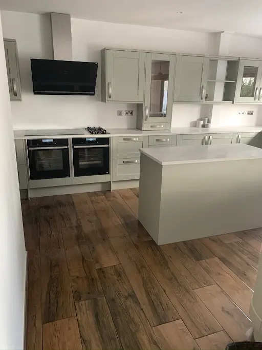 Sage green kitchen island, Bexley